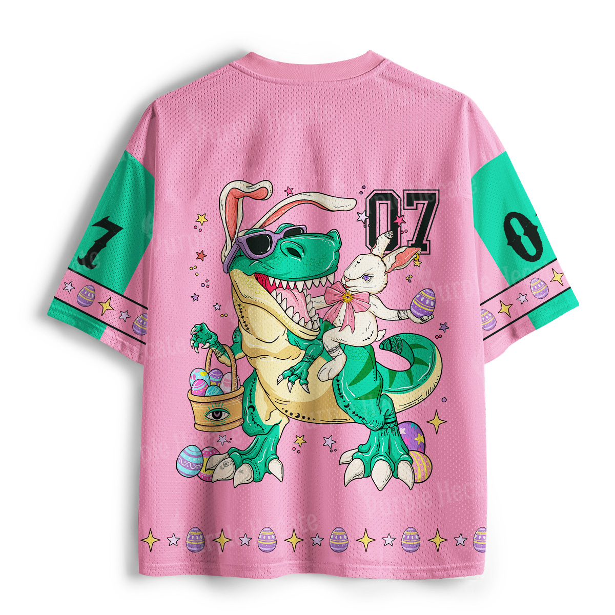 Purplehecate Easter Bunny Riding Dinosaur Mesh Jersey