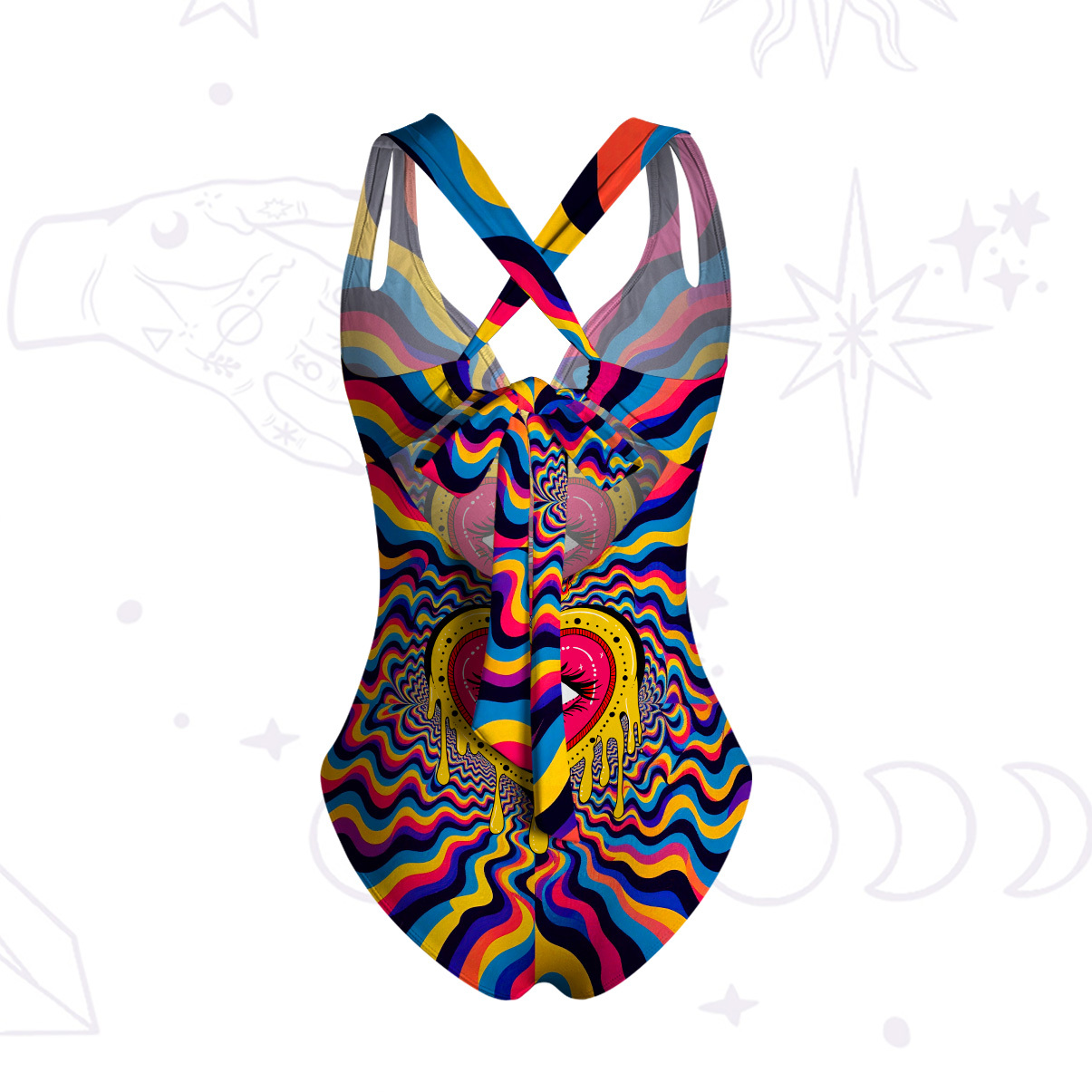 Purplehecate Trippy Heart Flame One-Piece Swimsuit