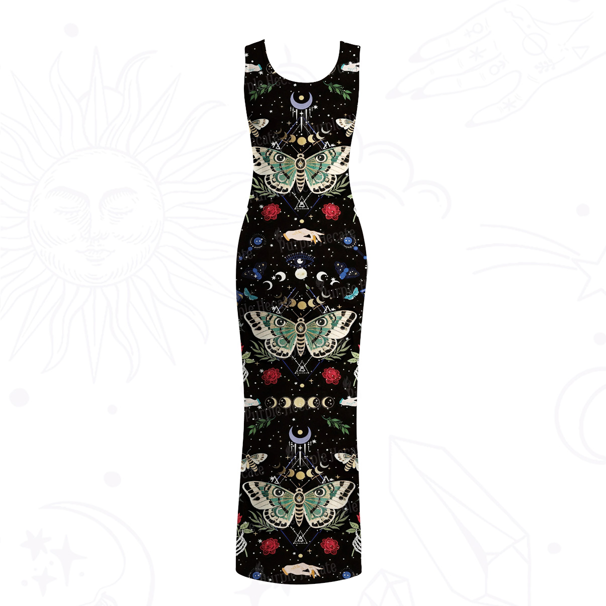 Purplehecate Moonlight Metamorphosis Mesh Maxi Tank Beach Dress