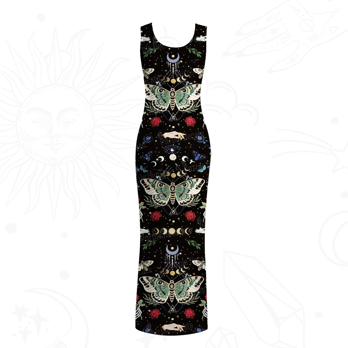 Purplehecate Moonlight Metamorphosis Mesh Maxi Tank Beach Dress