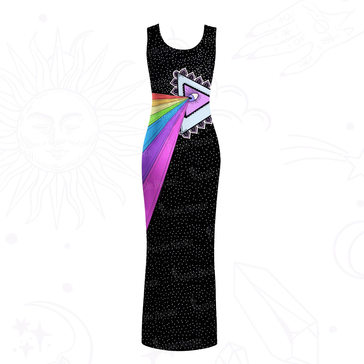 Purplehecate Prism of Rainbow Mesh Maxi Tank Beach Dress