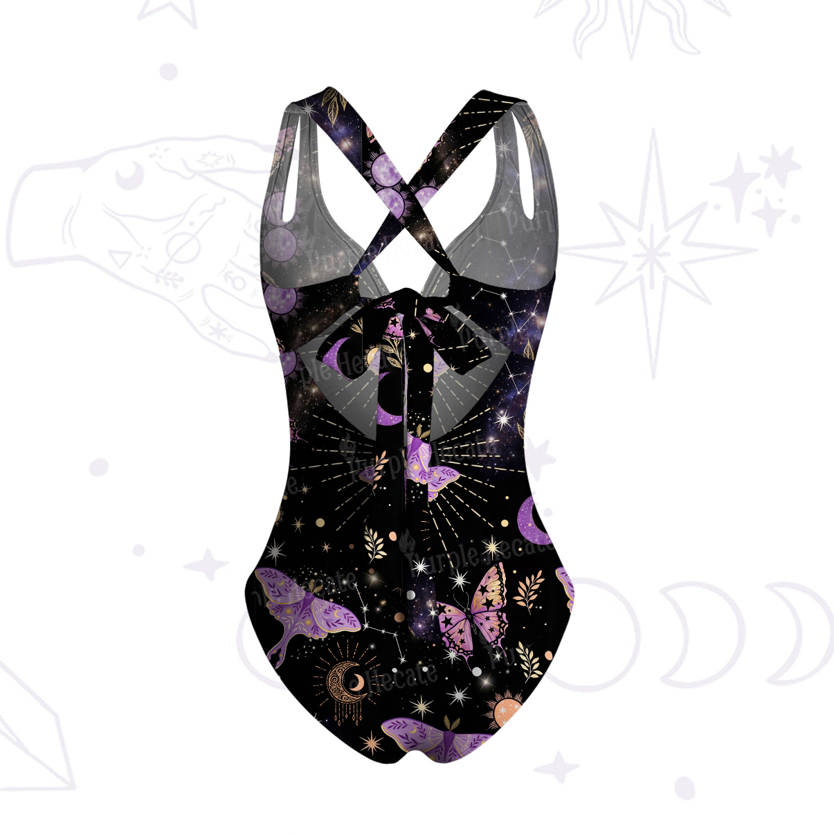 Purplehecate Starry Night Moth & Butterfly One-Piece Swimsuit