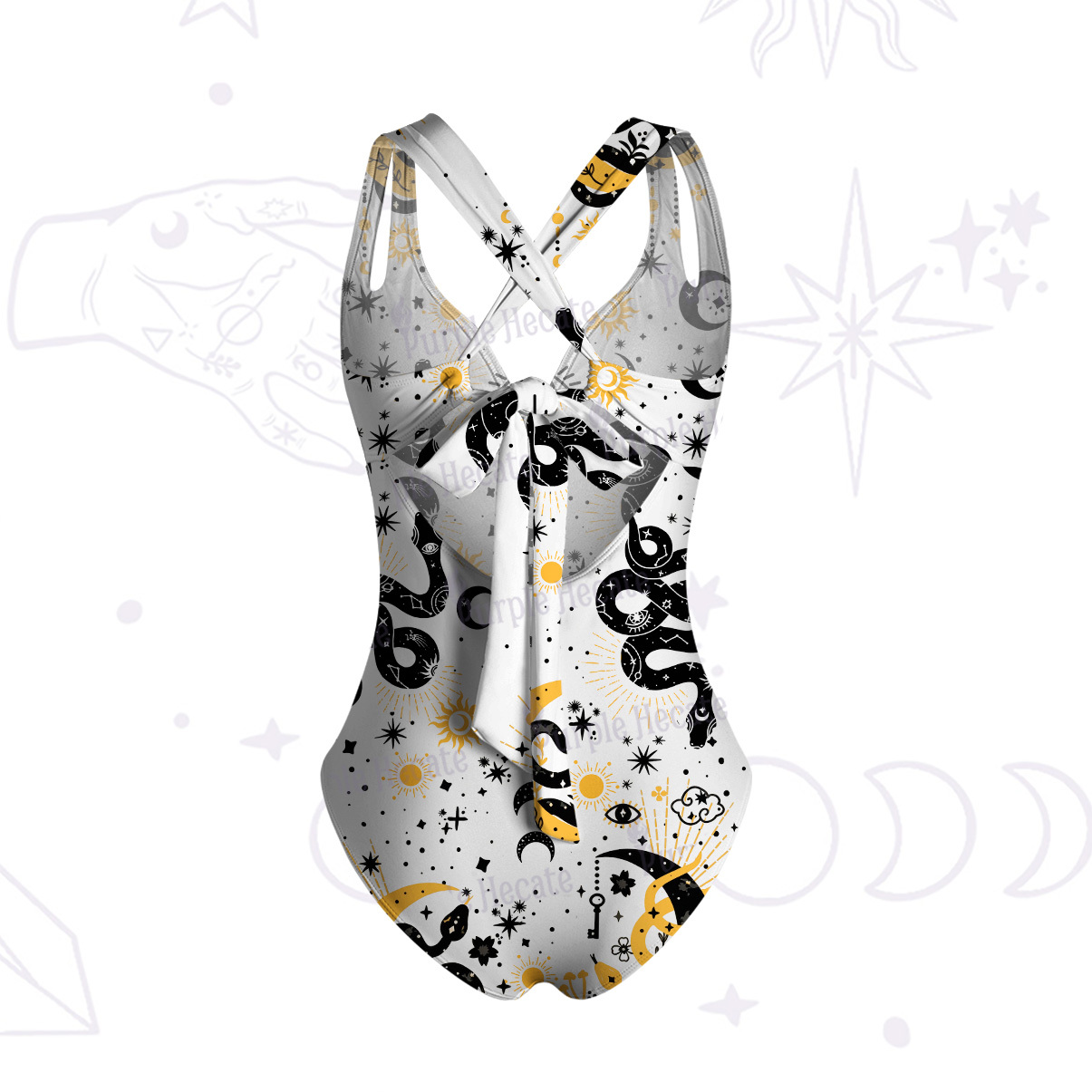 Purplehecate Divine Serpent Under the Moon One-Piece Swimsuit