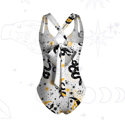 Purplehecate Divine Serpent Under the Moon One-Piece Swimsuit