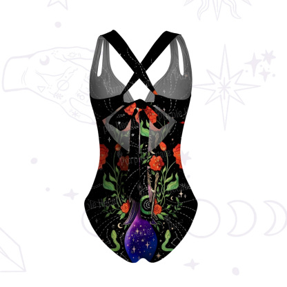 Purplehecate Moon Witch Garden One-Piece Swimsuit
