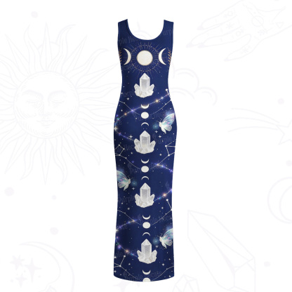 Purplehecate Crystal Moon Alignment Mesh Maxi Tank Beach Dress