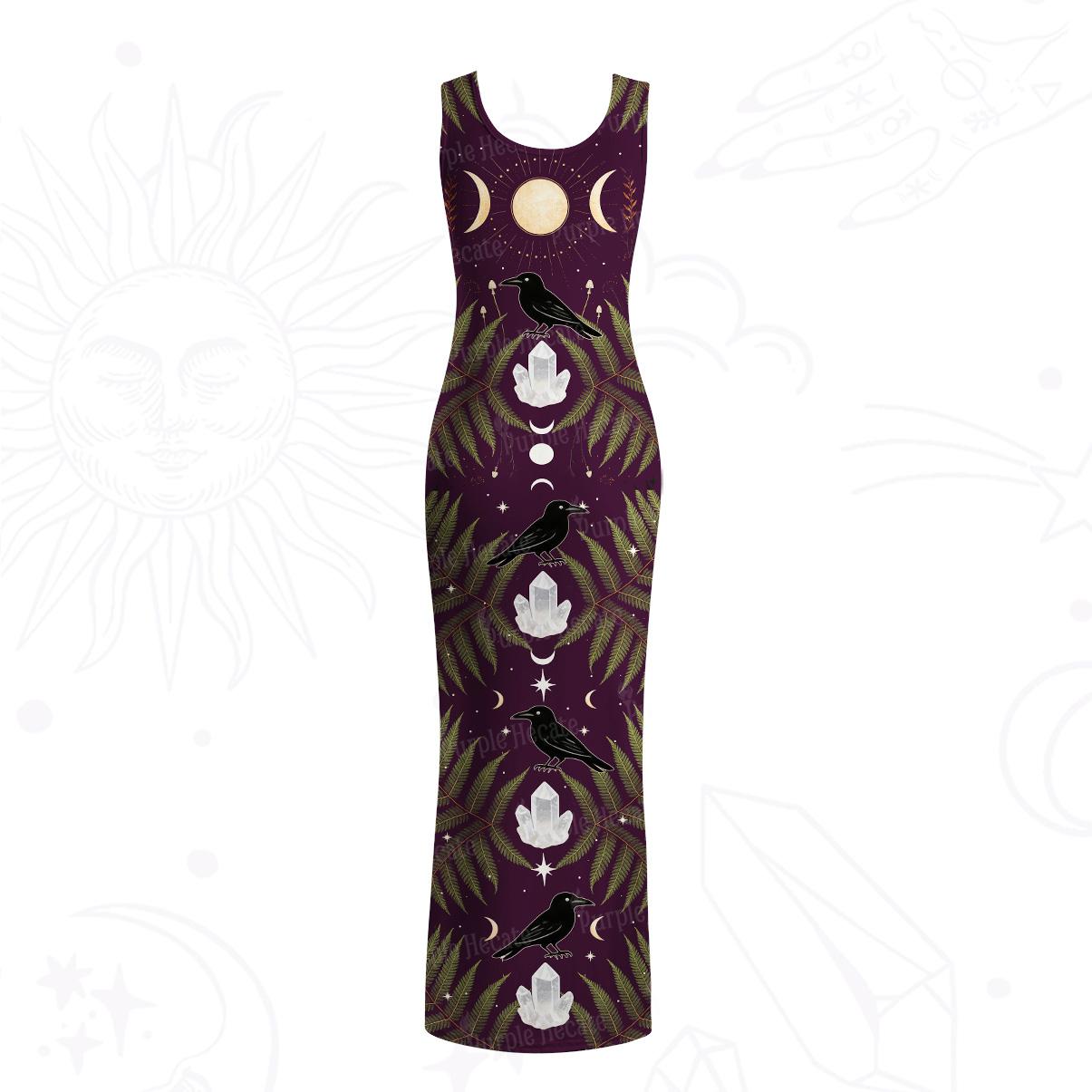 PurplehecateLunar Raven Ritual Mesh Maxi Tank Beach Dress