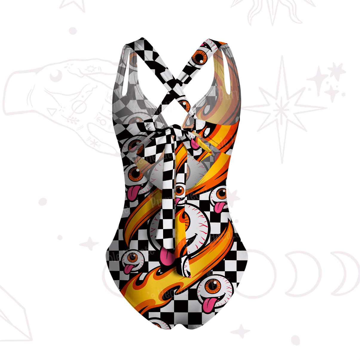 Purplehecate Flaming Eyeball Chaos One-Piece Swimsuit