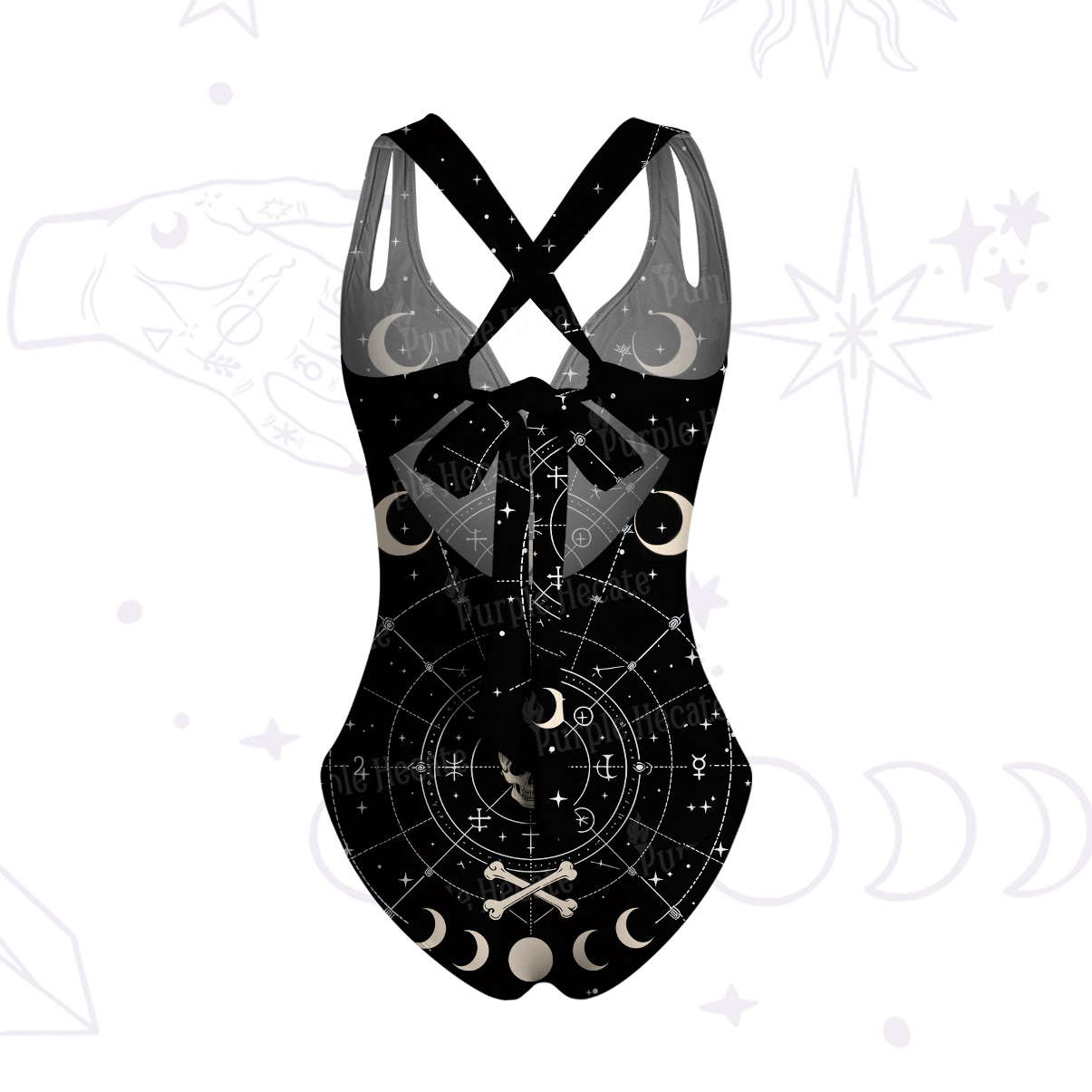 Purplehecate Coven of the Skull Moon One-Piece Swimsuit