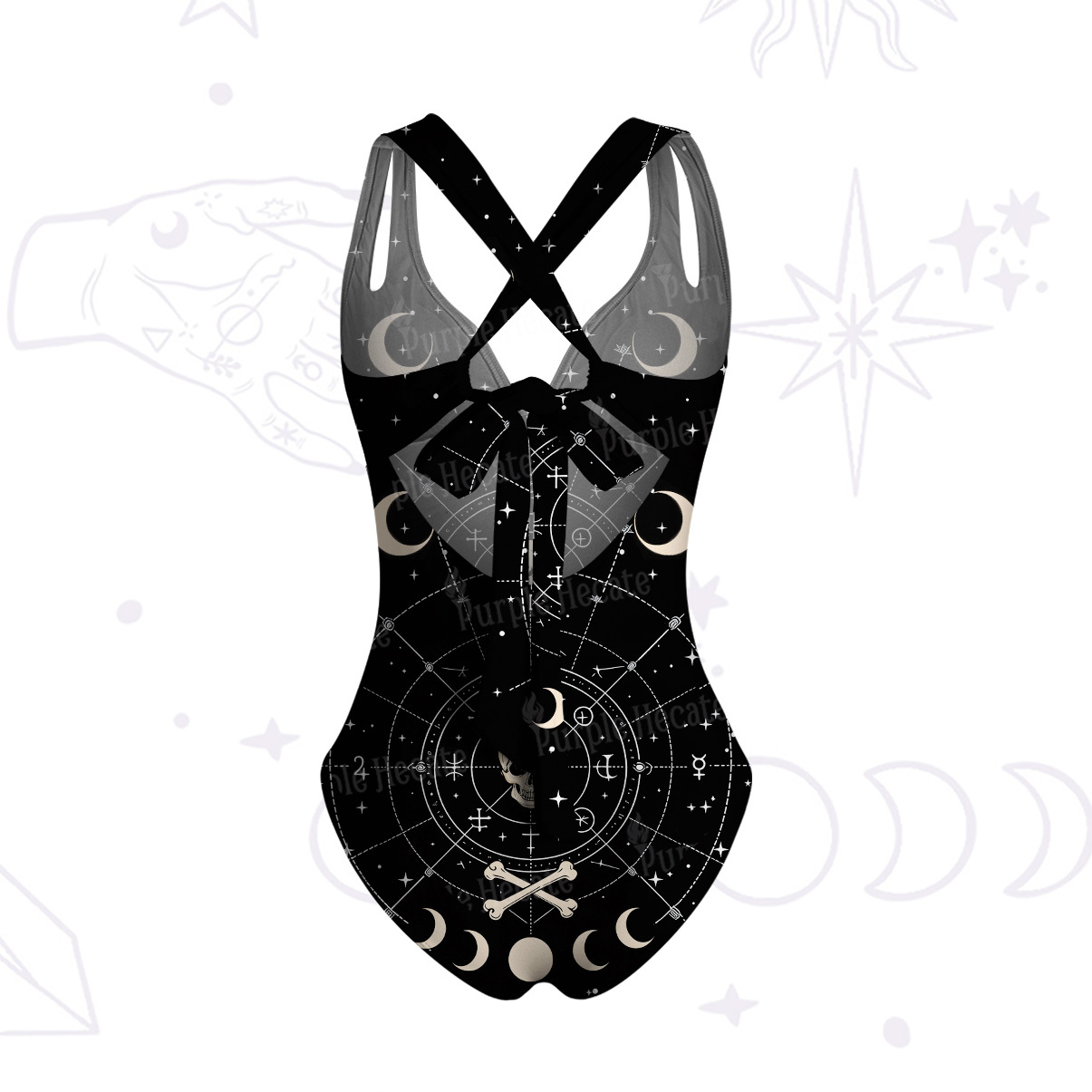 Purplehecate Coven of the Skull Moon One-Piece Swimsuit