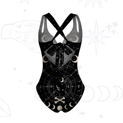 Purplehecate Coven of the Skull Moon One-Piece Swimsuit