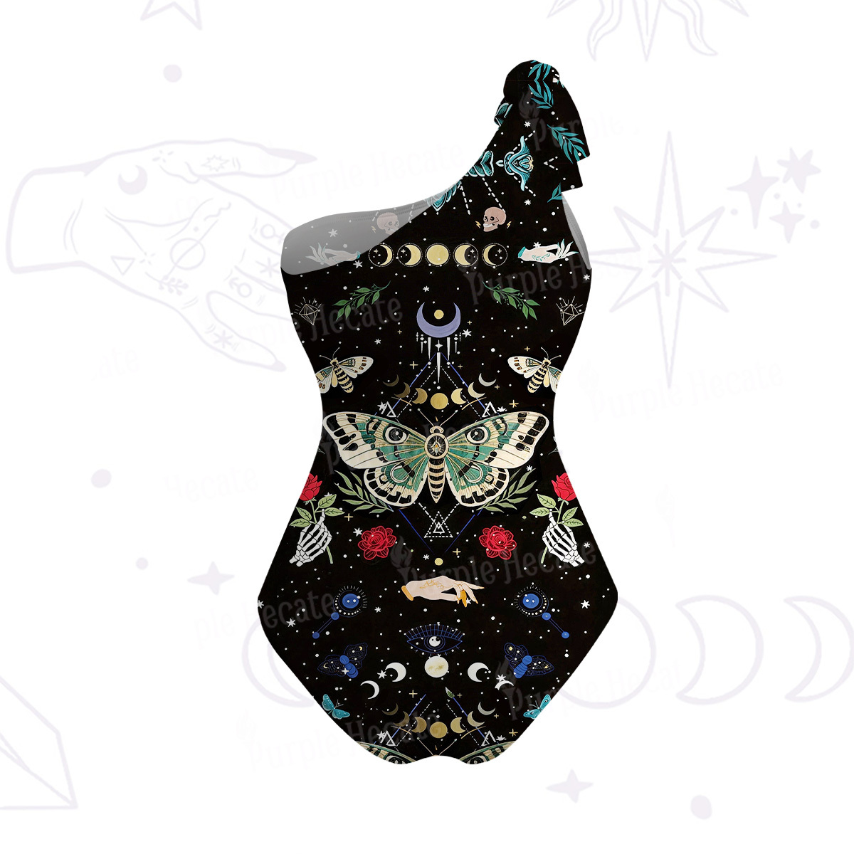 Purplehecate Moonlight Metamorphosis One-Shoulder One-Piece Swimsuit
