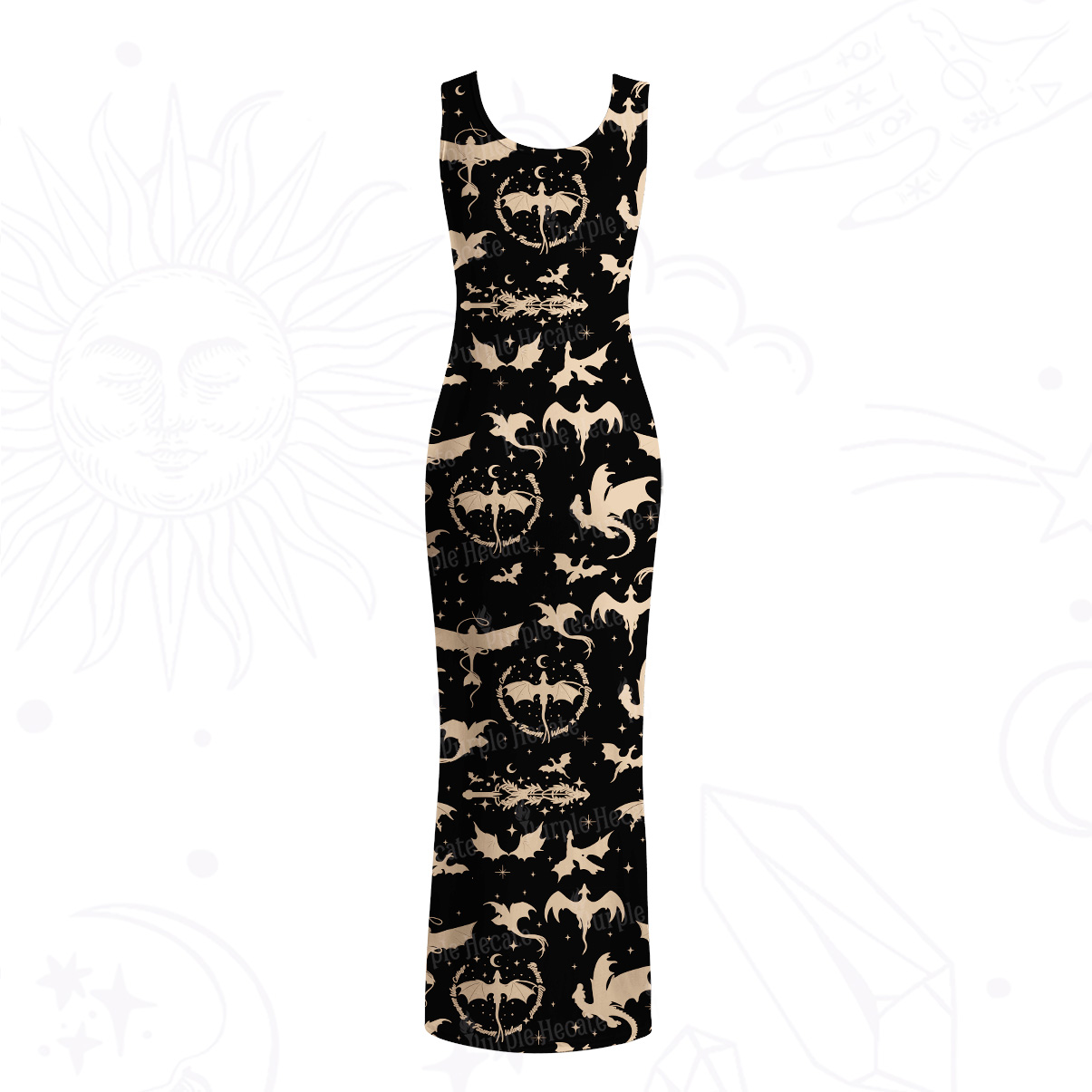 Purplehecate Fantasy Dragon Allover Mesh Maxi Tank Beach Dress