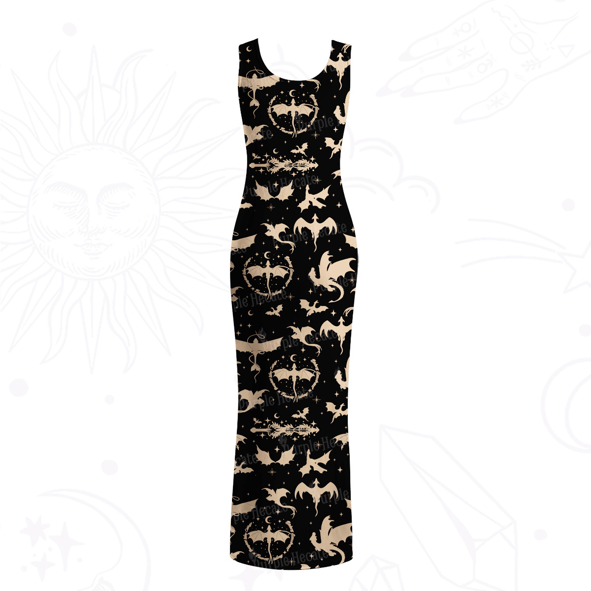 Purplehecate Fantasy Dragon Allover Mesh Maxi Tank Beach Dress