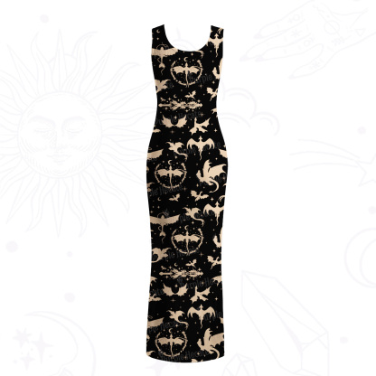 Purplehecate Fantasy Dragon Allover Mesh Maxi Tank Beach Dress
