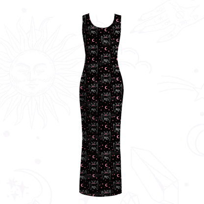 Purplehecate Witchy Mothman Night Mesh Maxi Tank Beach Dress