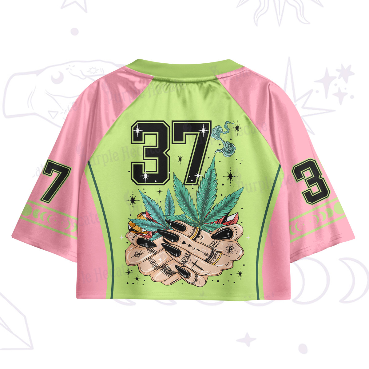 Purplehecate Drugs Not Hugs Crop Jersey Top