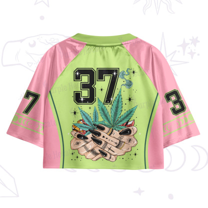 Purplehecate Drugs Not Hugs Crop Jersey Top