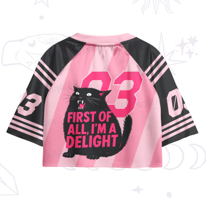 Purplehecate First Of All I'm A Delight Cat Crop Jersey Top