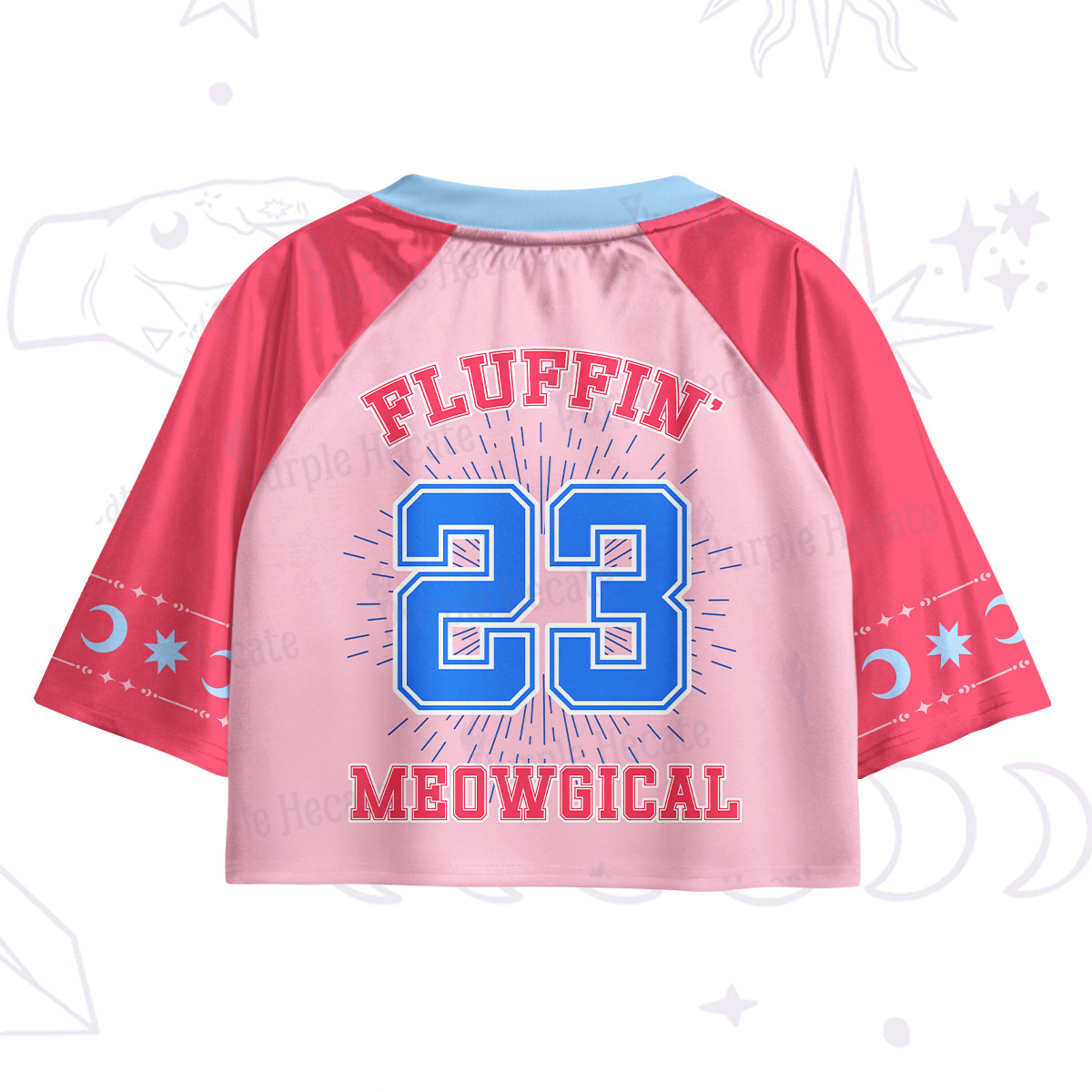 Purplehecate Fluffin Meowgical Crop Jersey Top