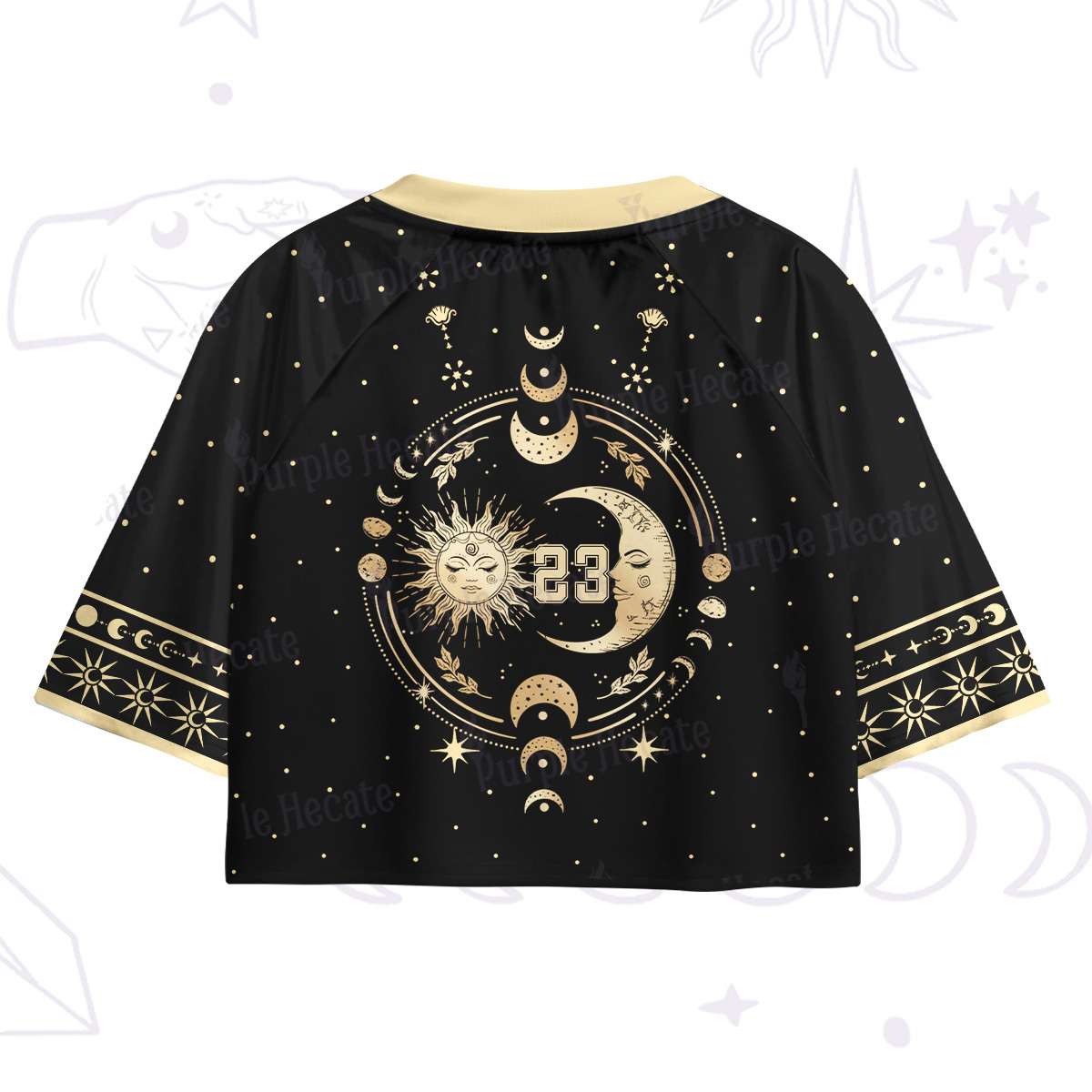 Purplehecate Celestial Sun and Moon Crop Jersey Top
