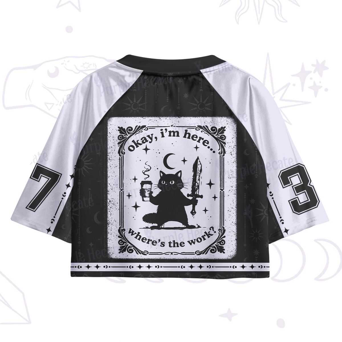 Purplehecate Okay I'm Here Where's The Work Crop Jersey Top