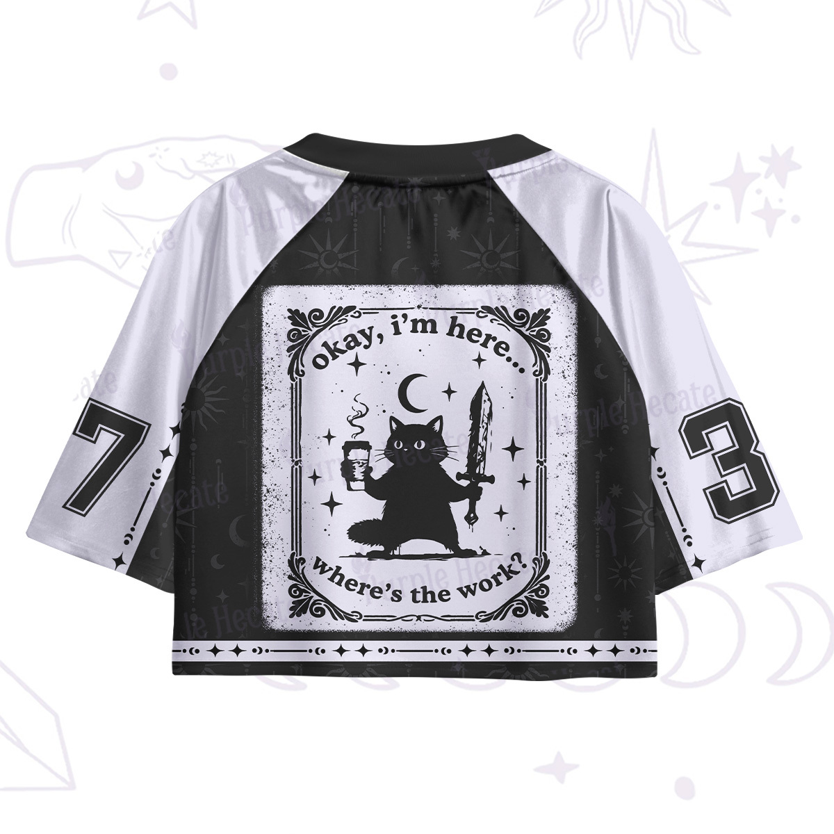 Purplehecate Okay I'm Here Where's The Work Crop Jersey Top