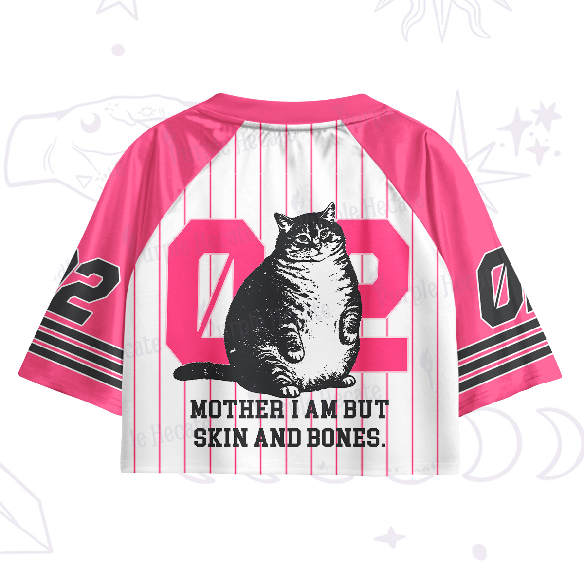 Purplehecate Cat Mother I Am But Skin And Bones Crop Jersey Top