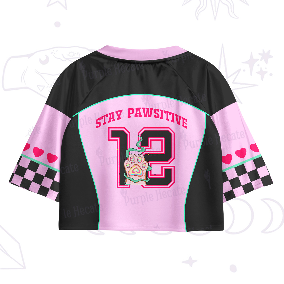 Purplehecate Stay Pawsitive Crop Jersey Top