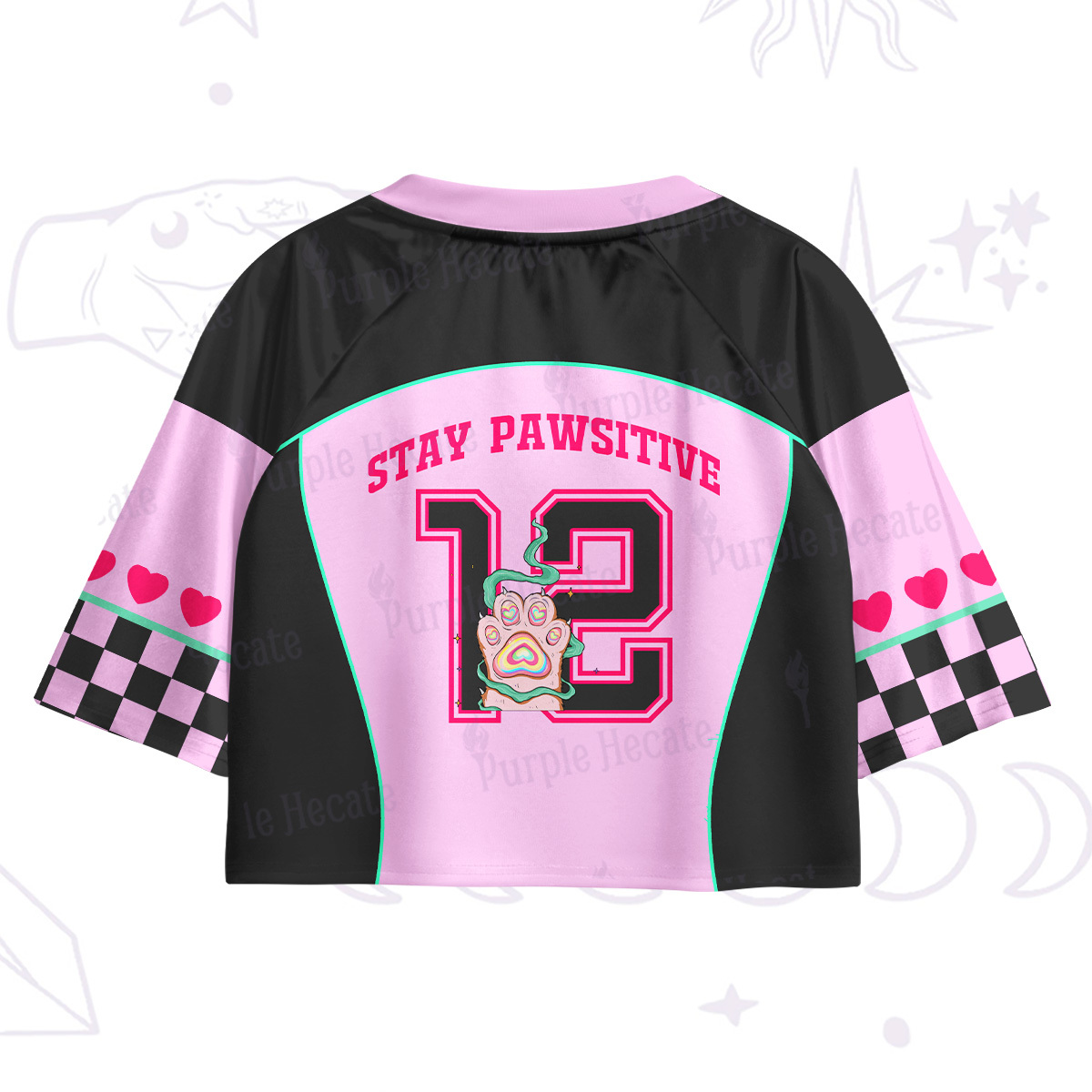 Purplehecate Stay Pawsitive Crop Jersey Top