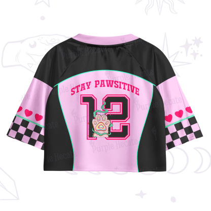 Purplehecate Stay Pawsitive Crop Jersey Top
