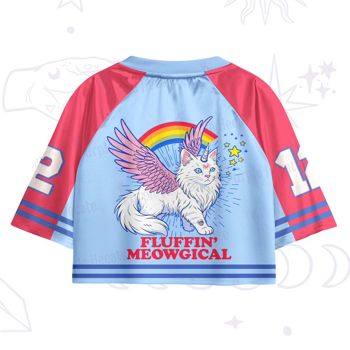 Purplehecate Fluffin Meowgical Crop Jersey Top
