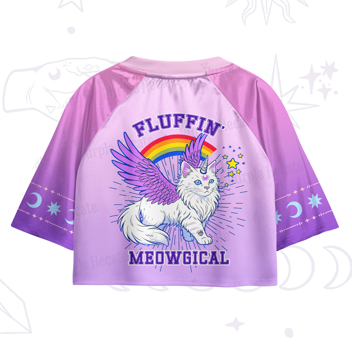 Purplehecate Fluffin Meowgical Crop Jersey Top