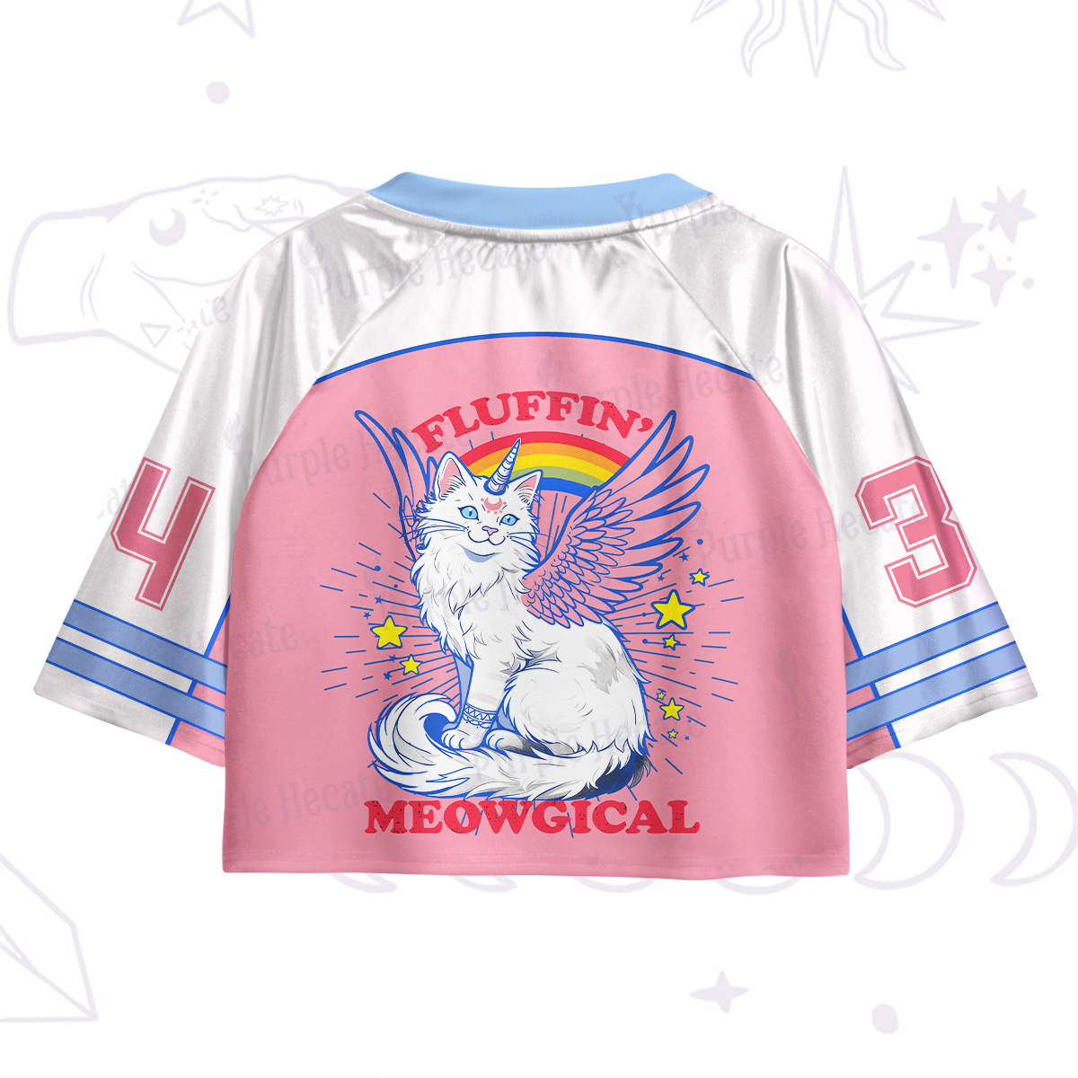 Purplehecate Fluffin Meowgical Crop Jersey Top