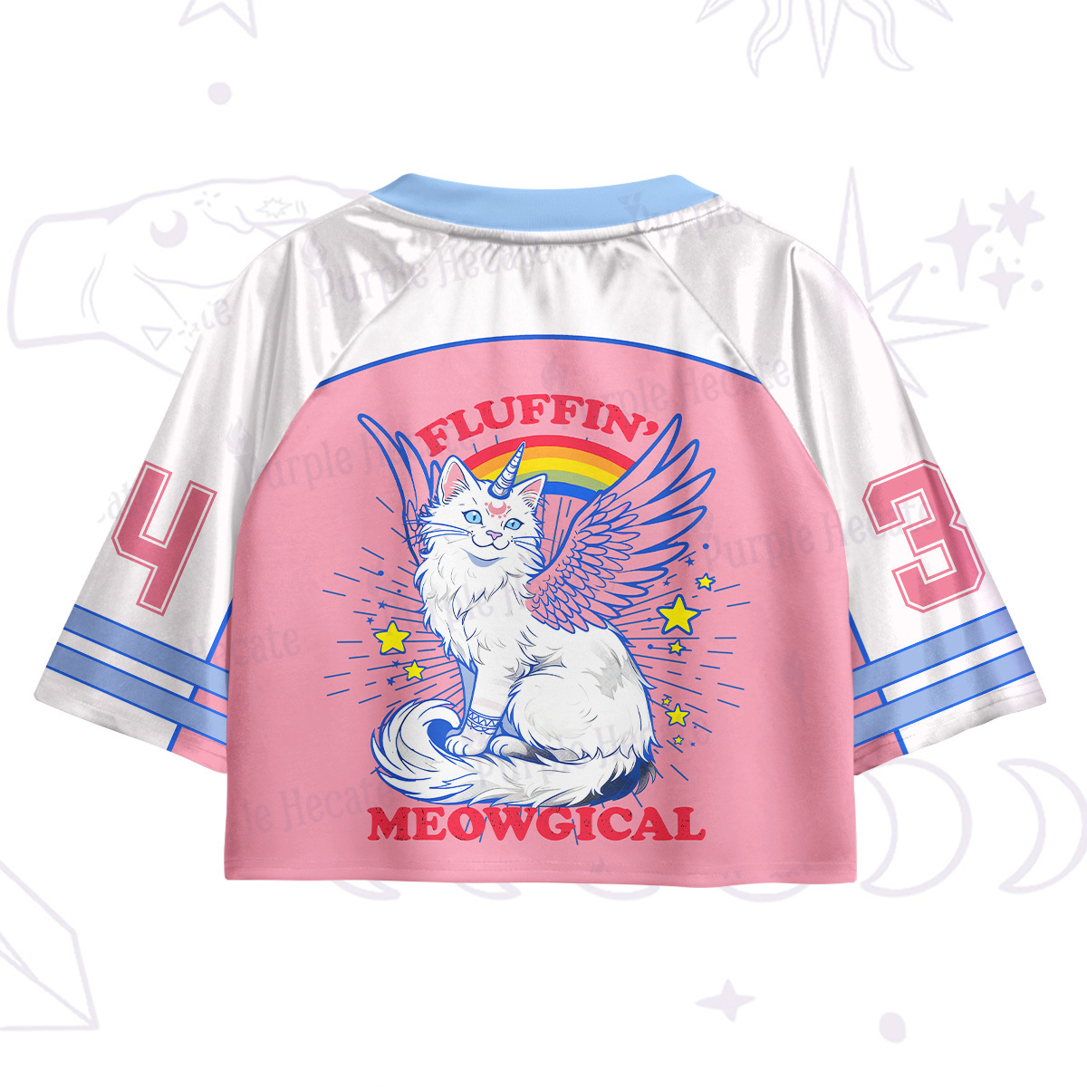 Purplehecate Fluffin Meowgical Crop Jersey Top