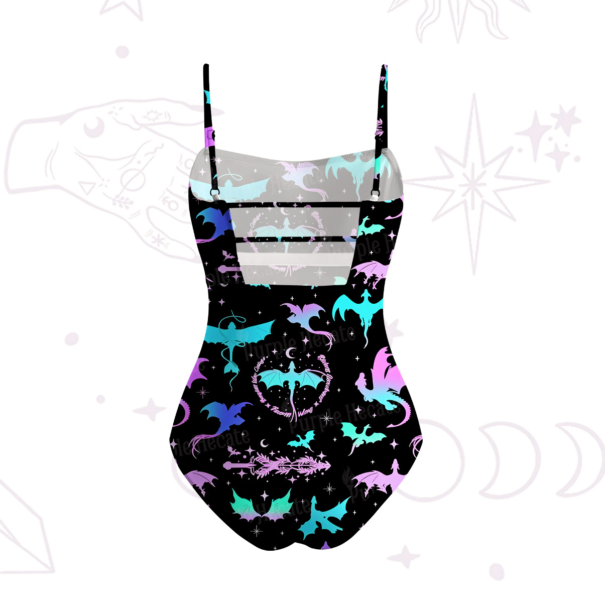 Purplehecate Neno Fantasy Dragon Allover Slim-Strap Swimsuit