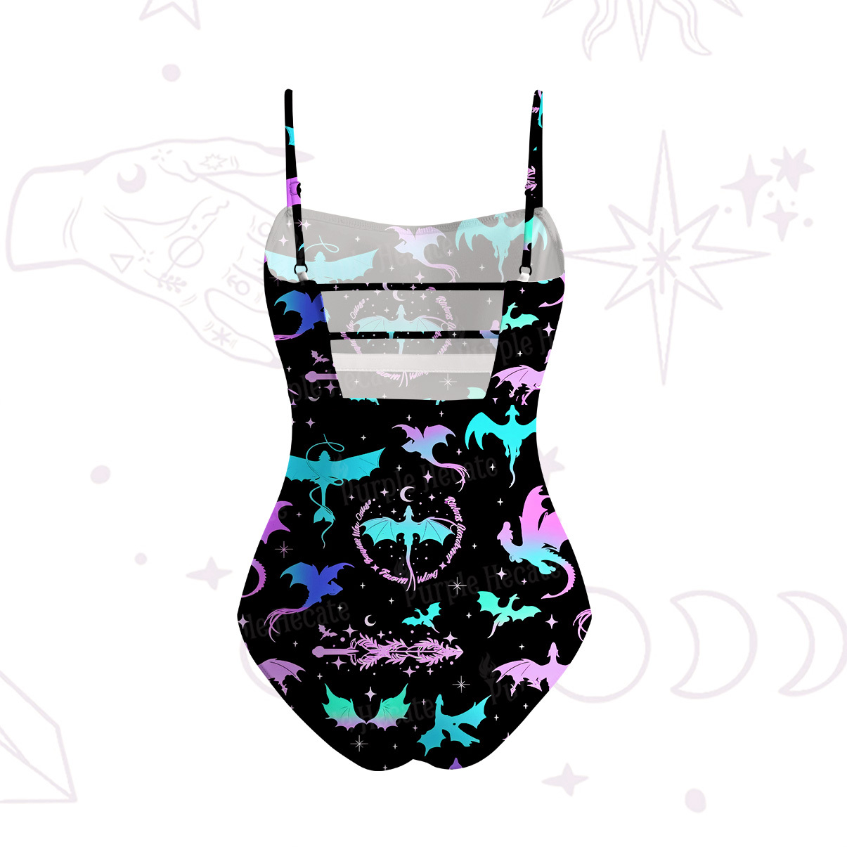 Purplehecate Neno Fantasy Dragon Allover Slim-Strap Swimsuit