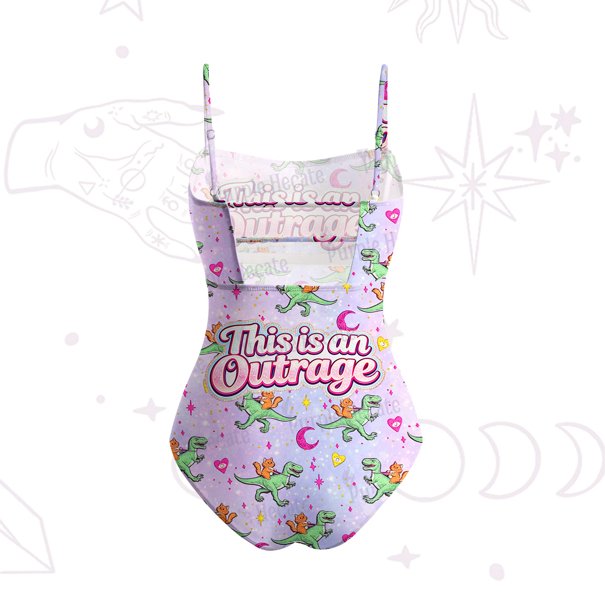 Purplehecate This is an Outrage Slim-Strap Swimsuit