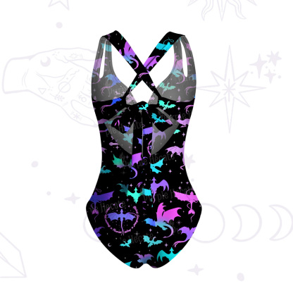 Purplehecate Neno Fantasy Dragon Allover One-Piece Swimsuit