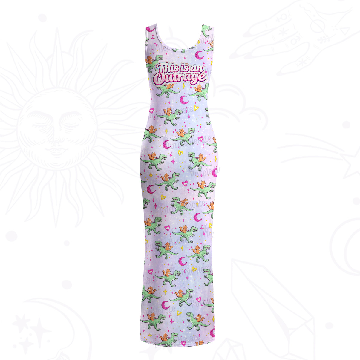 Purplehecate This is an Outrage Mesh Maxi Tank Beach Dress