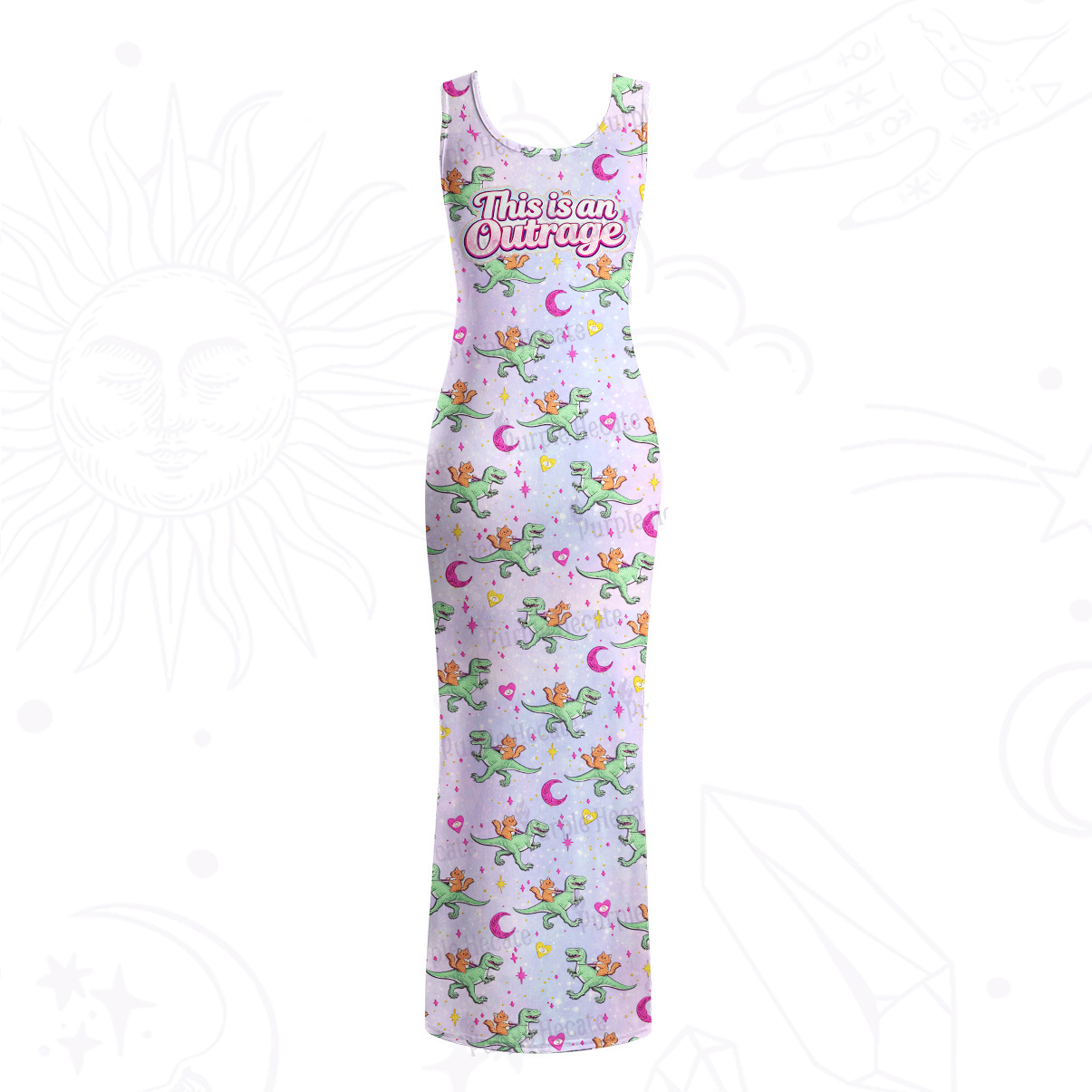 Purplehecate This is an Outrage Mesh Maxi Tank Beach Dress