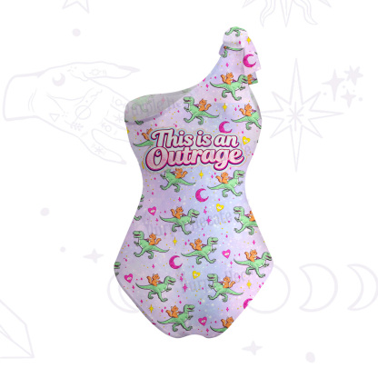 Purplehecate This is an Outrage One-Shoulder One-Piece Swimsuit
