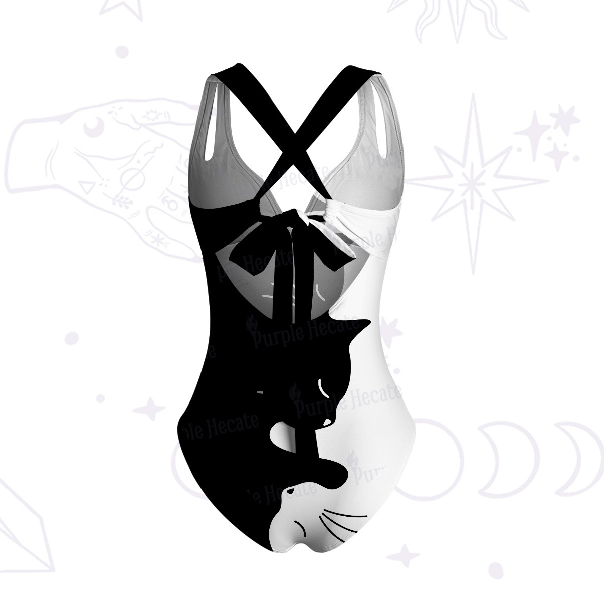Purplehecate Yin Yang Cat Lover One-Piece Swimsuit