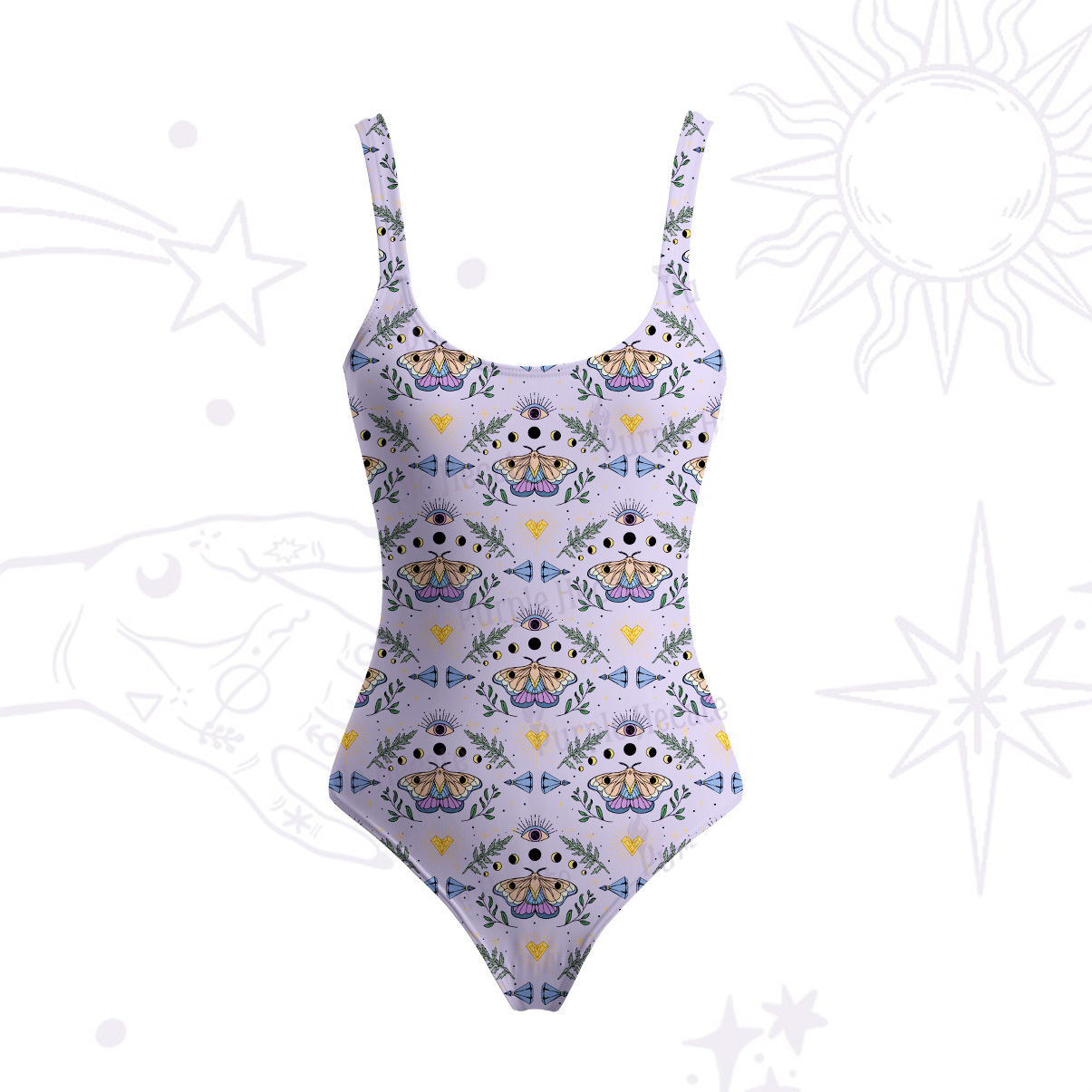 Purplehecate Luna Moth Witch Tank One Piece Swimsuit