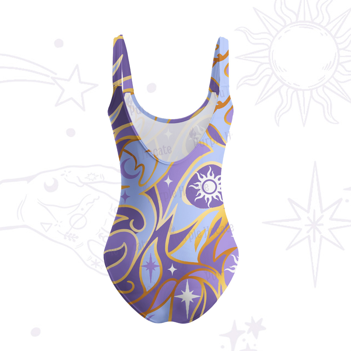Purplehecate Divination Night Print Tank One Piece Swimsuit