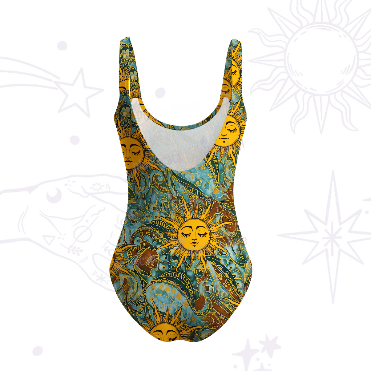Purplehecate Golden Sun Wheel Tank One Piece Swimsuit