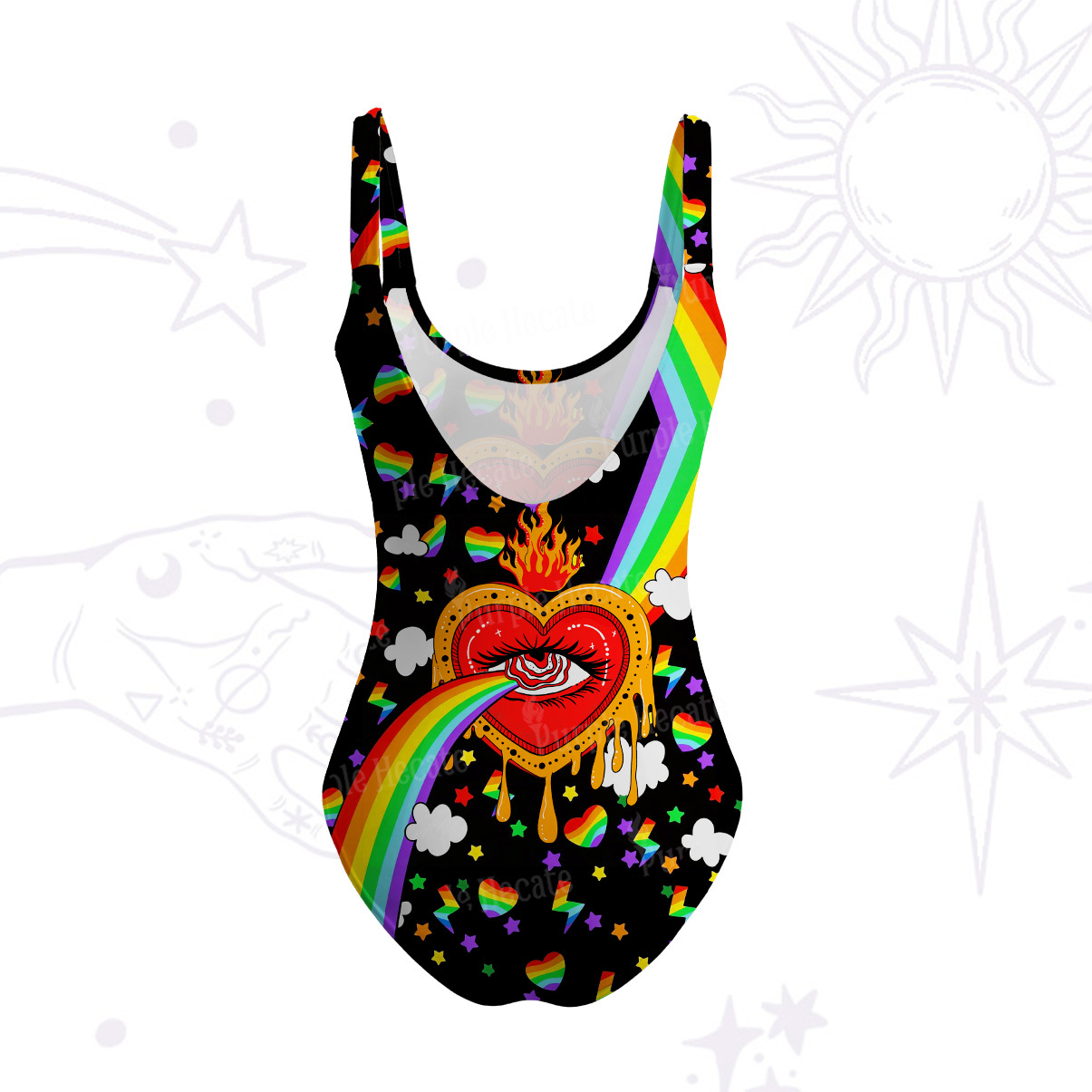 Purplehecate Rainbow Sacred Heart All Seeing Eye Pride Tank One Piece Swimsuit