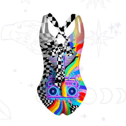 Purplehecate Pride Rainbow Boombox One-Piece Swimsuit