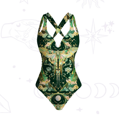 Purplehecate Moon Moth  Rave One-Piece Swimsuit