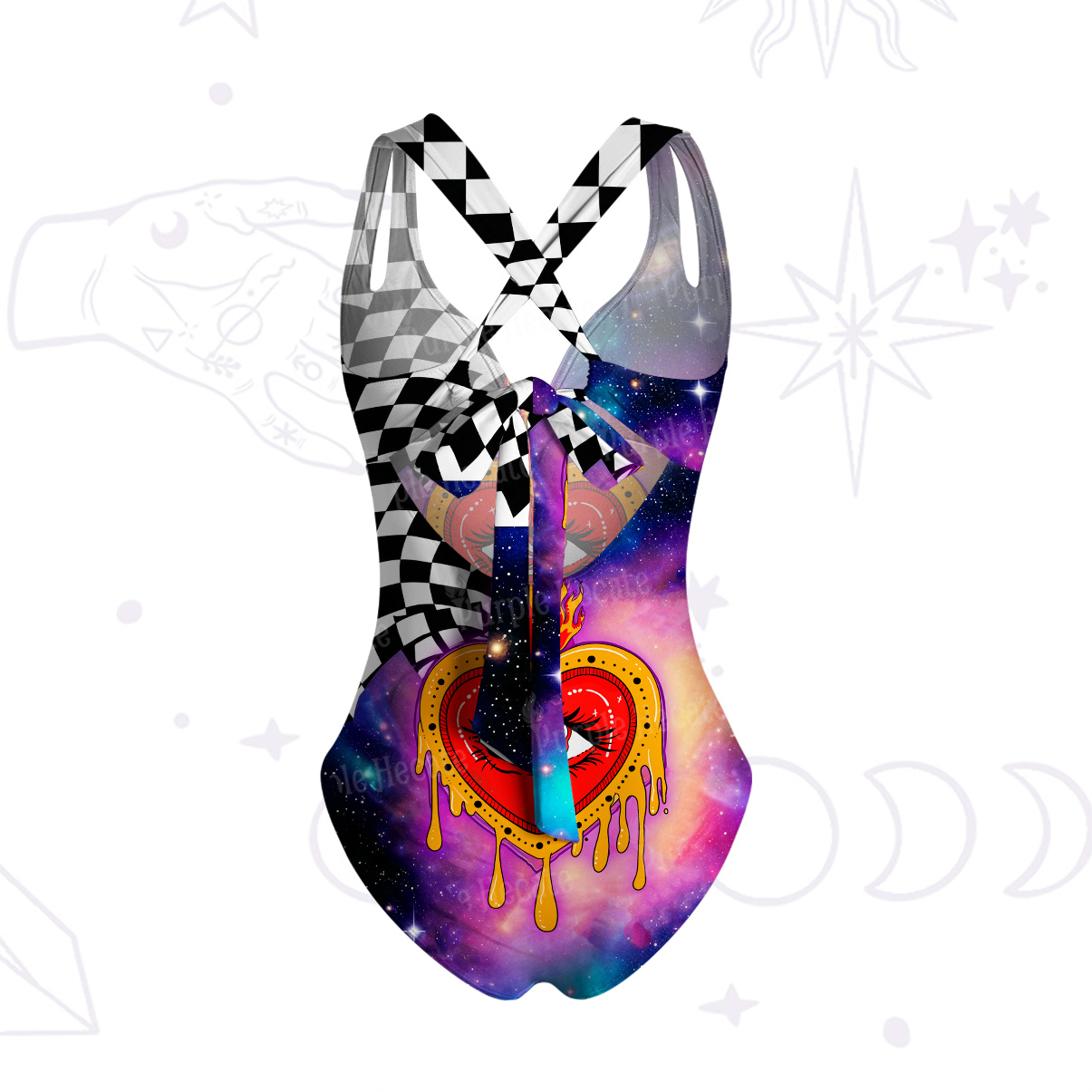 Purplehecate Flaming Eye of the Heart One-Piece Swimsuit